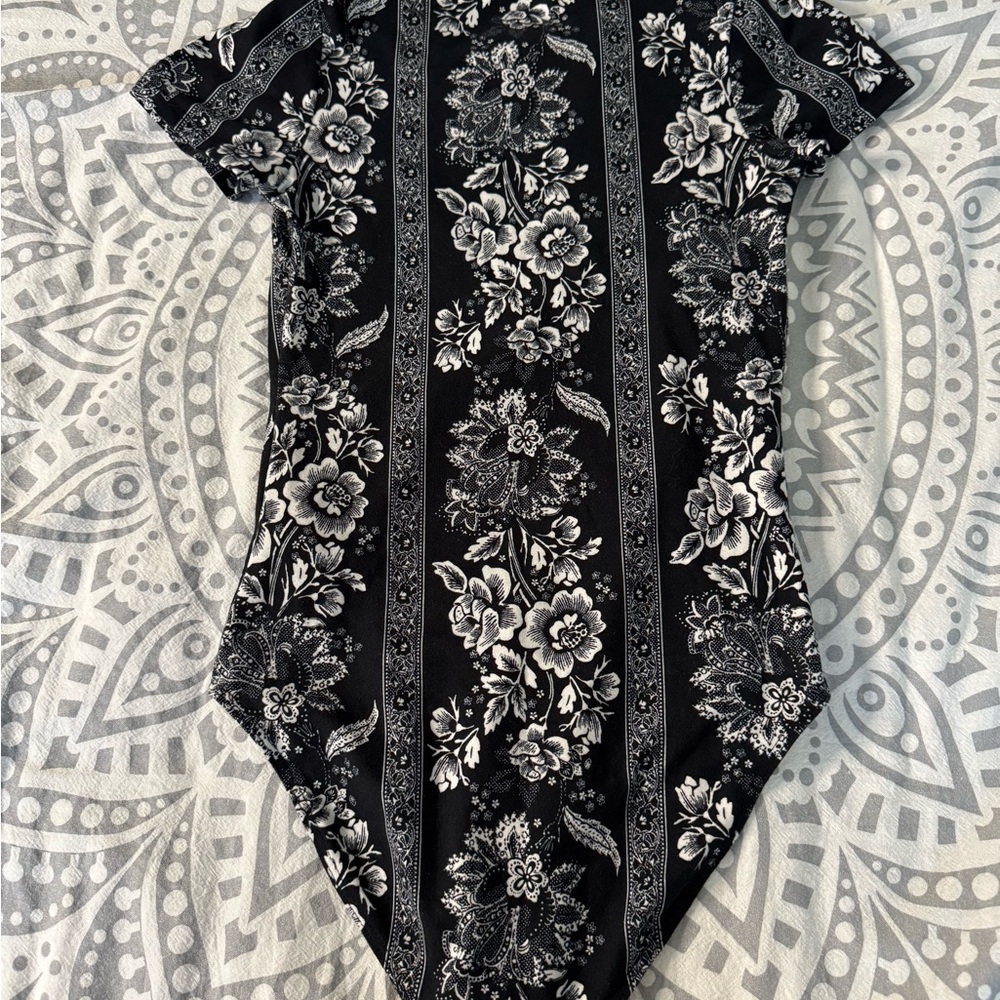 Pitaya Black and White Floral Bodysuit - Picture 2 of 2